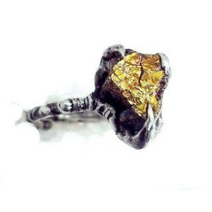 Chalcopyrite crystal ring handmade adjustable ring